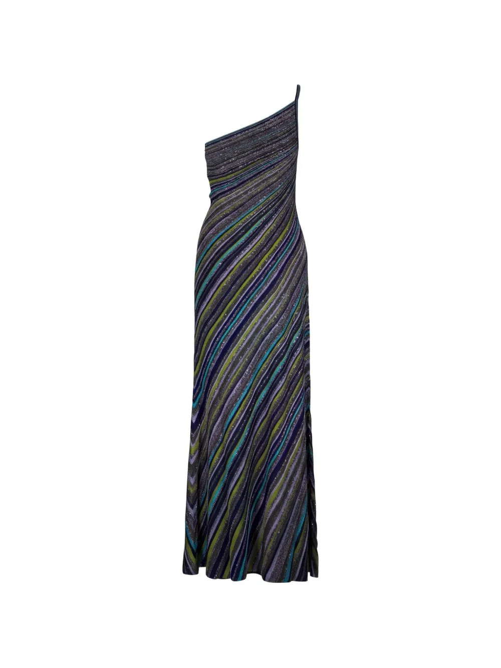 Sequin-Embellished One-Shoulder Maxi Dress