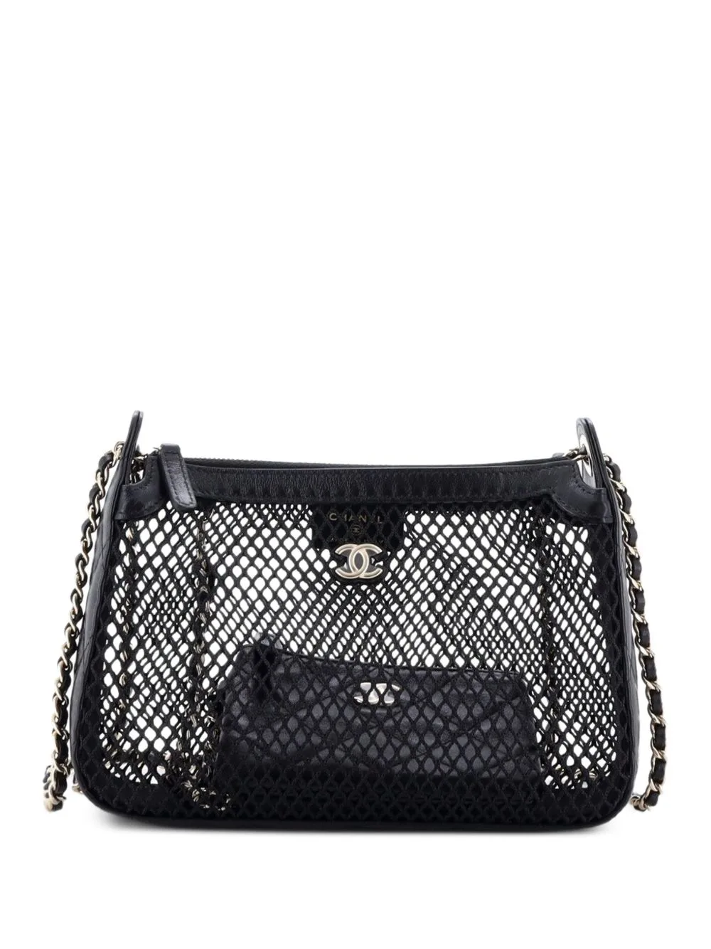 Clutch with Chain Mesh with Quilted Lambskin Crossbody Bag by CHANEL Pre-Owned