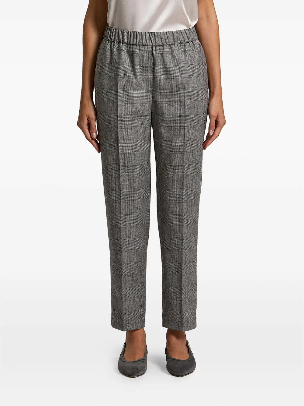 Checked Elasticated-Waist Trousers by Peserico