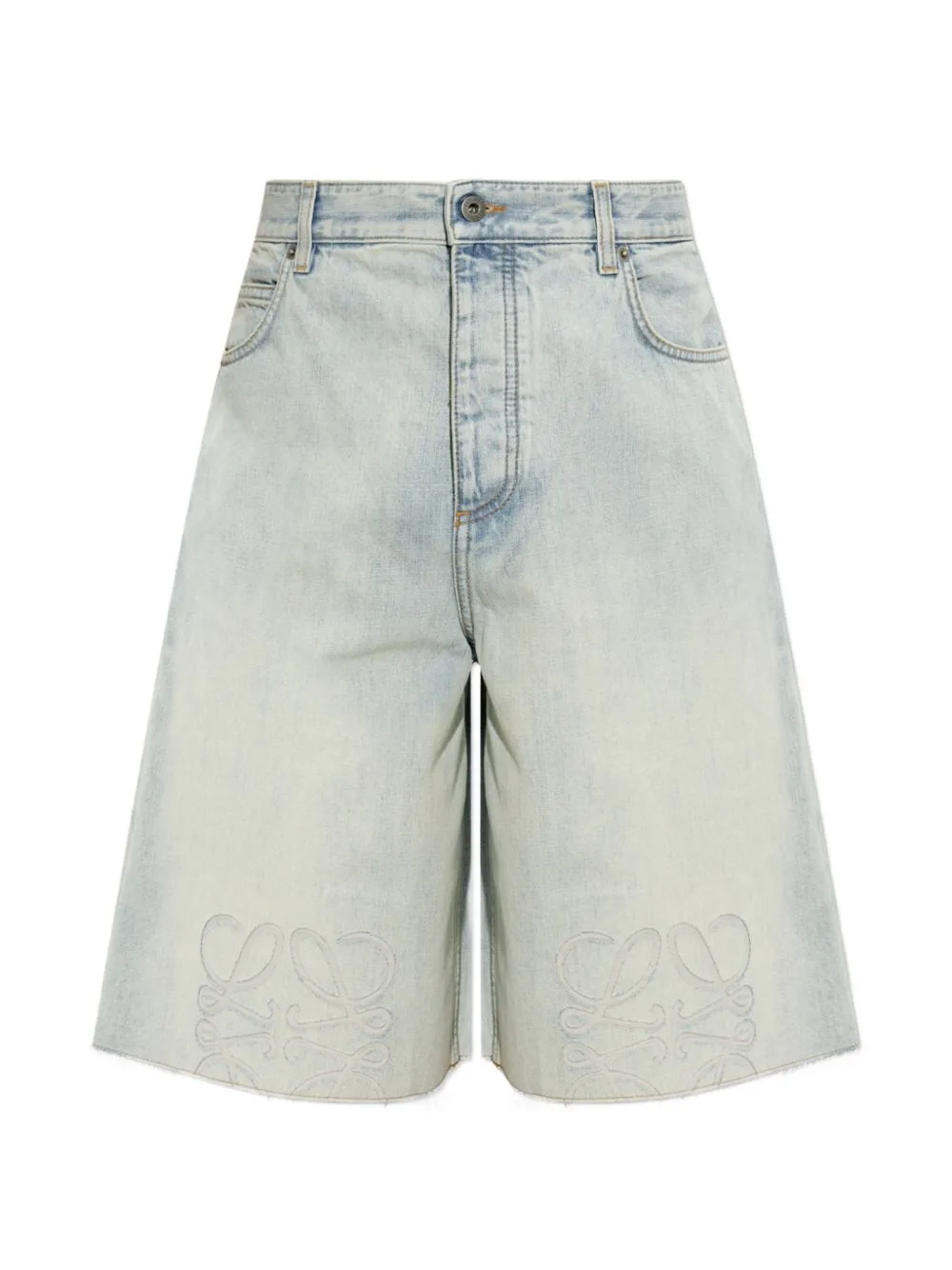 Anagram Raw-Hem Denim Shorts by LOEWE