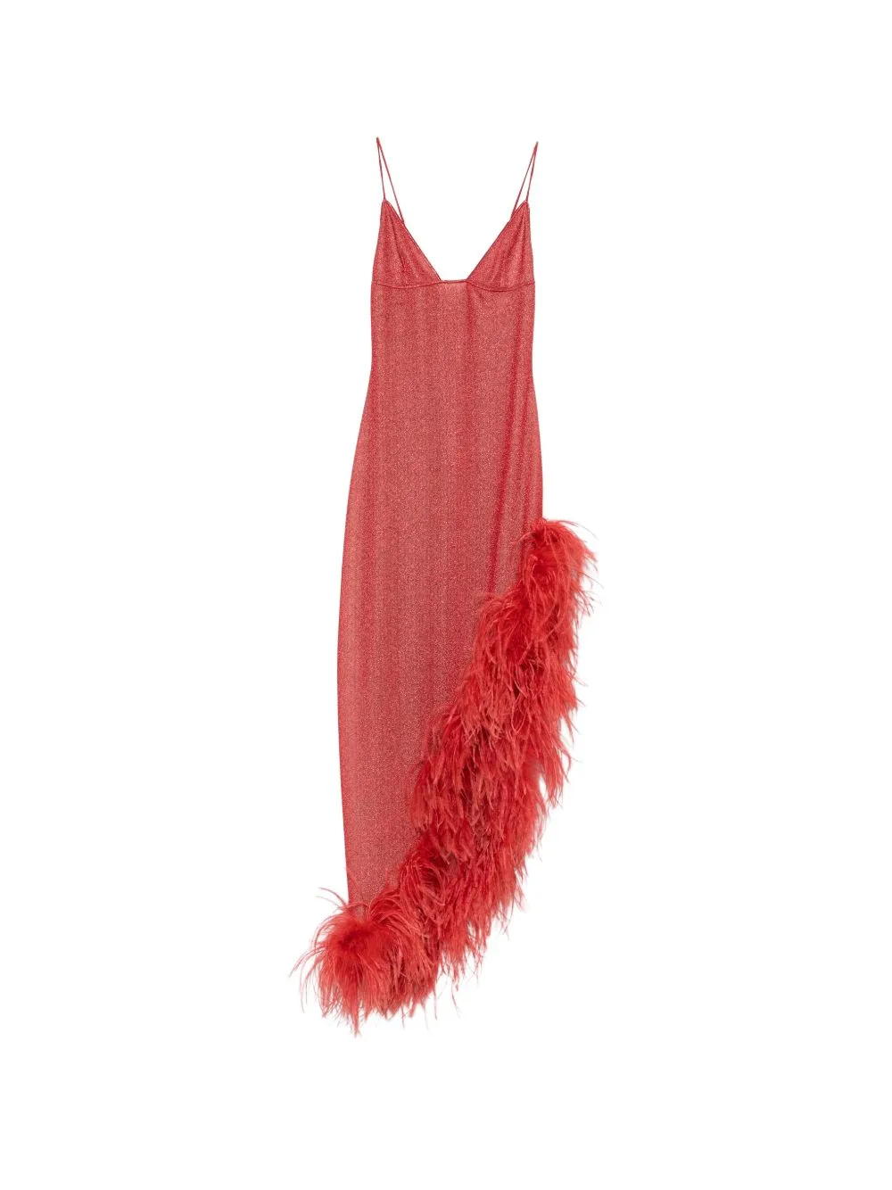 Lumière Plumage Feather-Trim Asymmetric Dress by Oséree