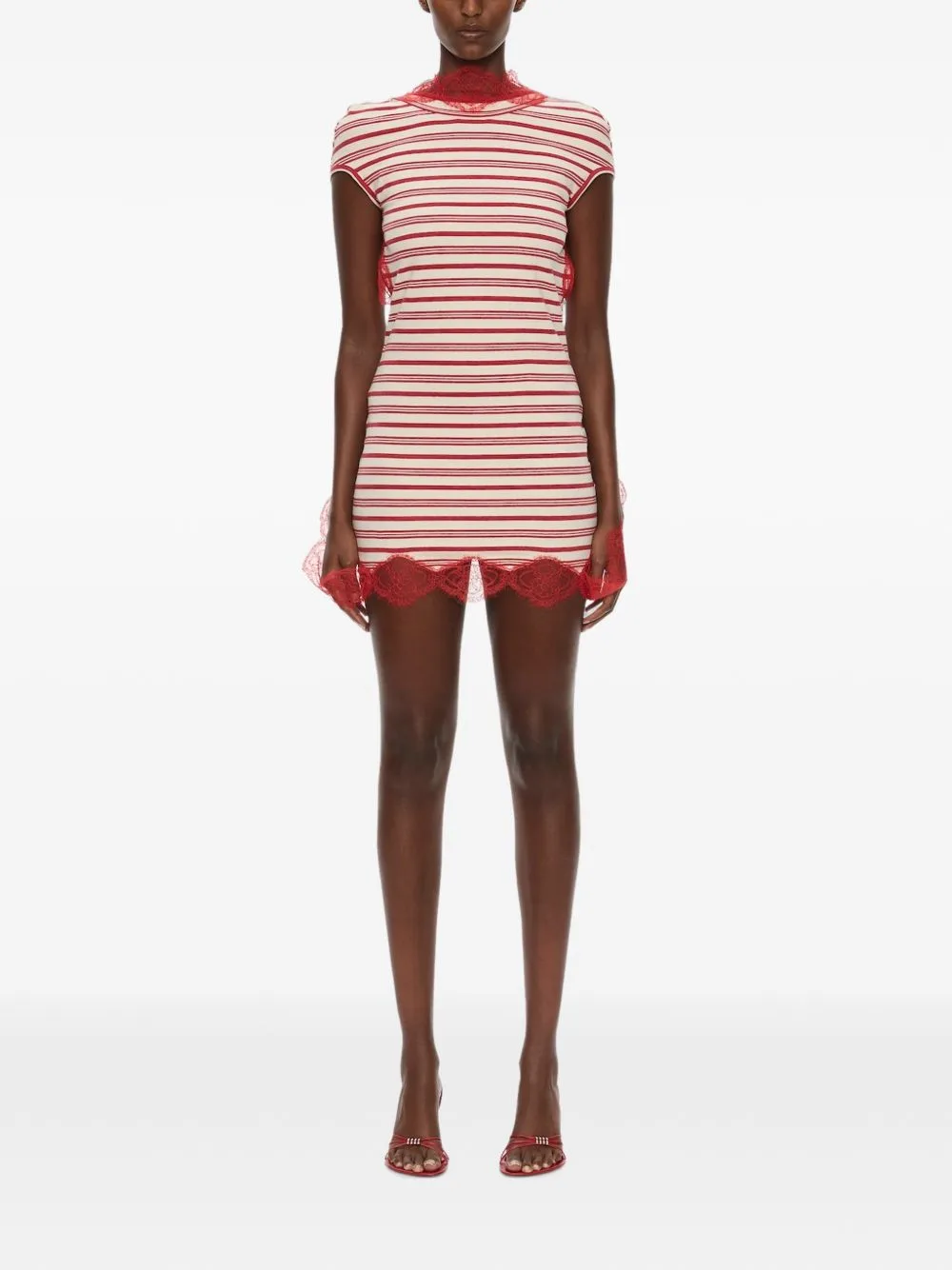 Striped Lace-Trim Mini Dress by Christopher Esber