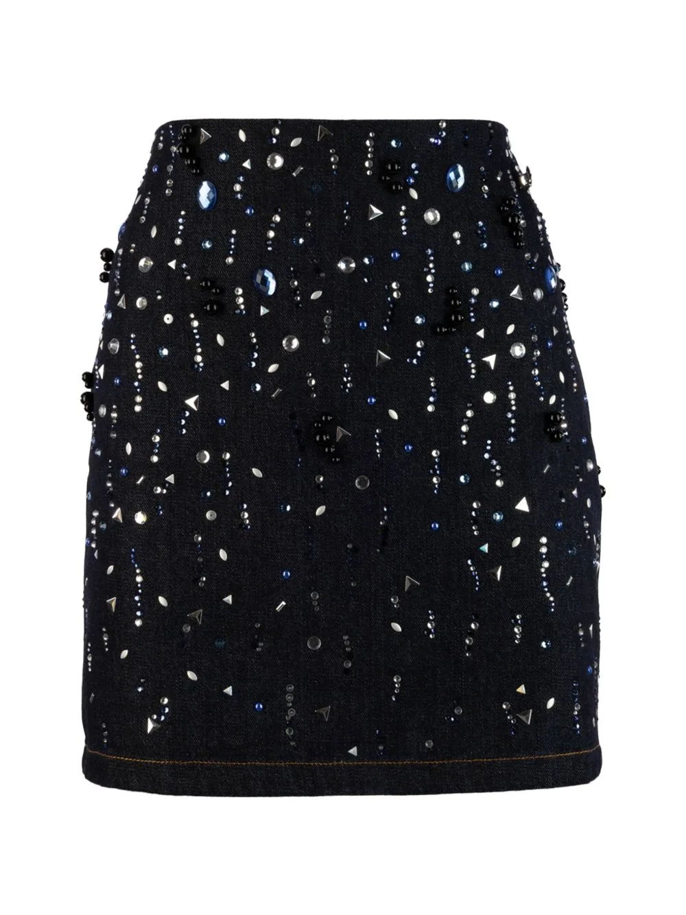 Crystal-Embellished Denim Mini Skirt by Genny