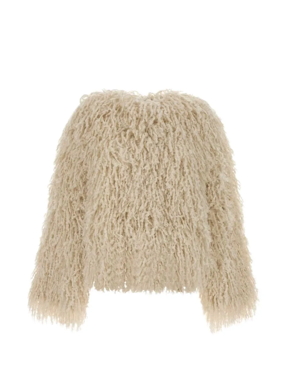 Ivory Long-Pile Knitted Jacket by FENDI