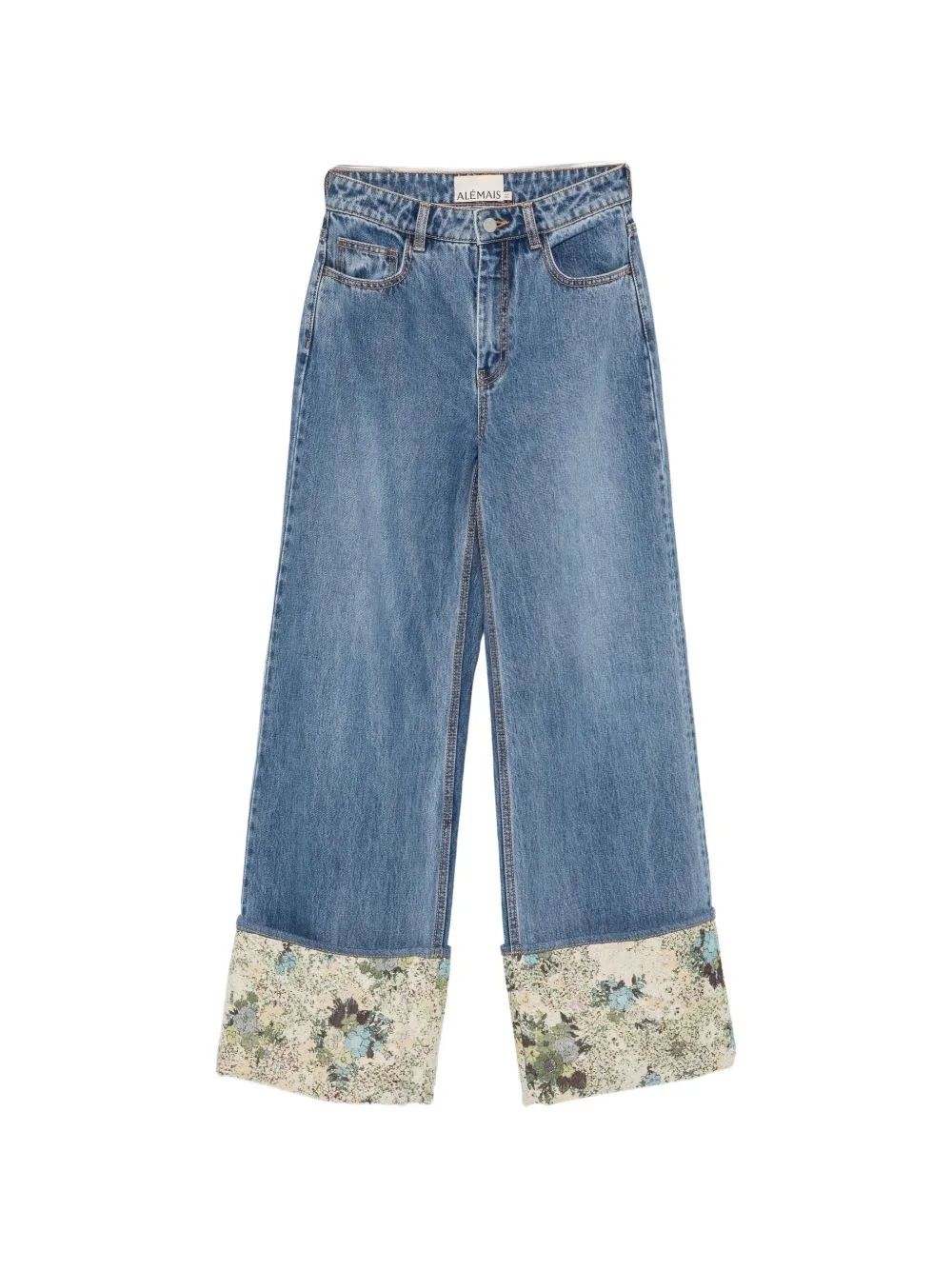 Marcel Floral-Print Tapestry-Cuff Jeans by ALEMAIS