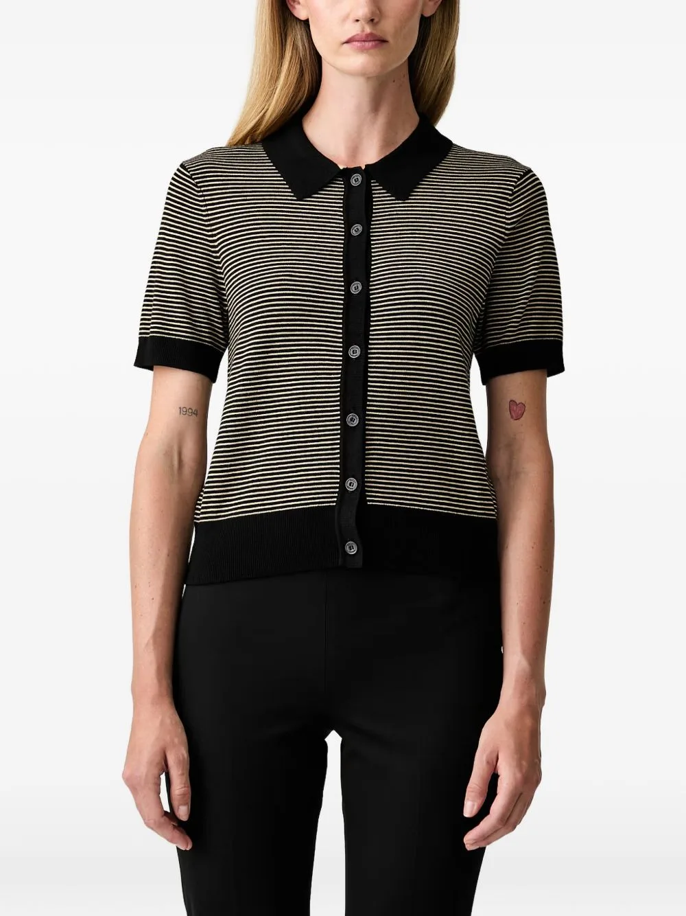 Striped Short-Sleeved Cardigan by DKNY