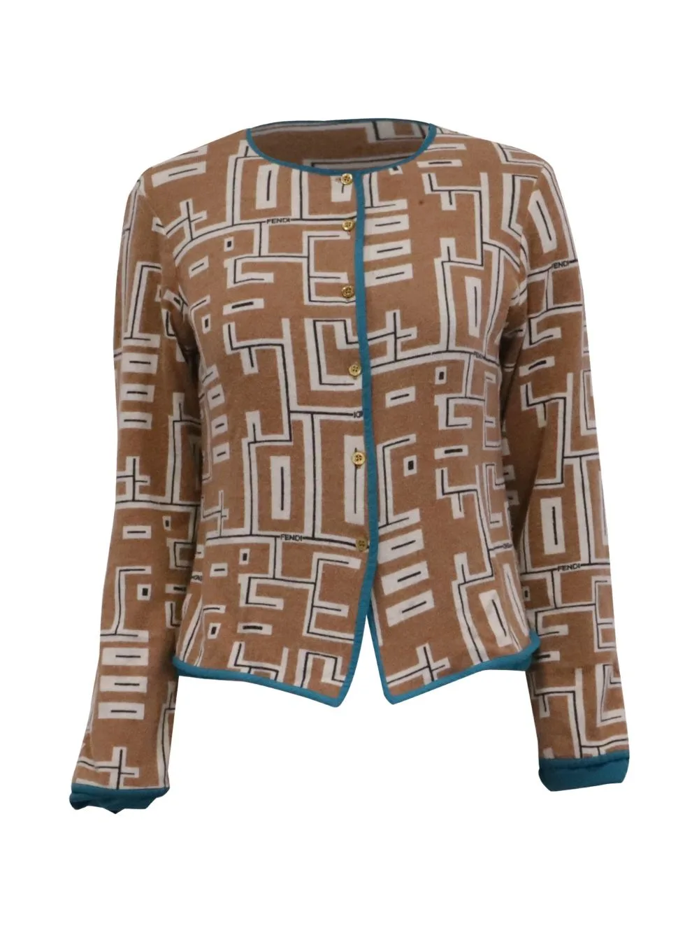 FF Logo Button-Down Sweater by Fendi Pre-Owned