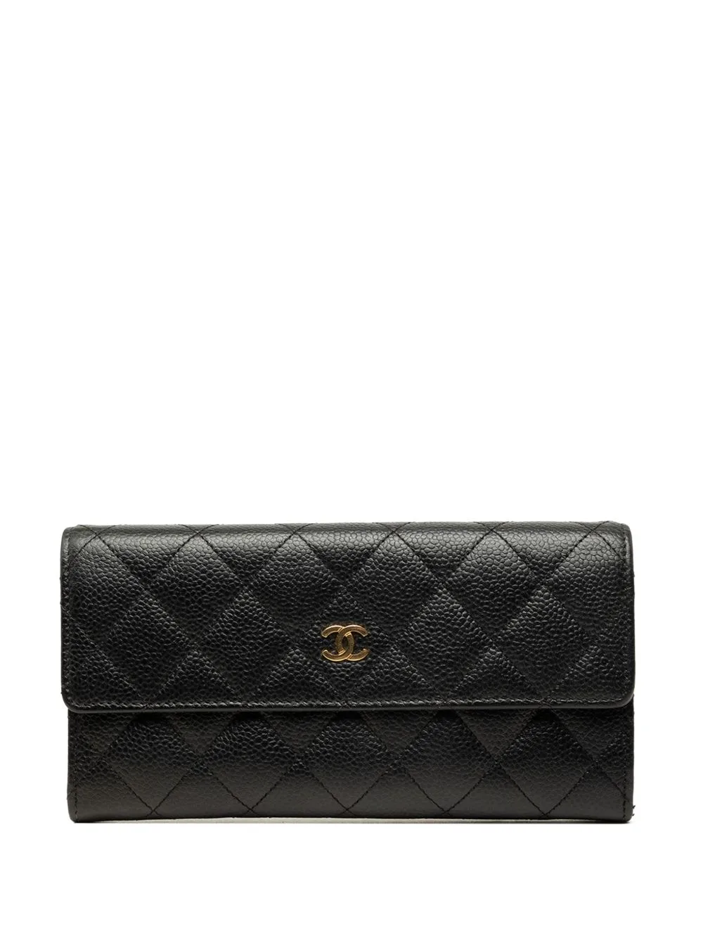 2012 CC Quilted Caviar Flap Wallet by CHANEL Pre-Owned