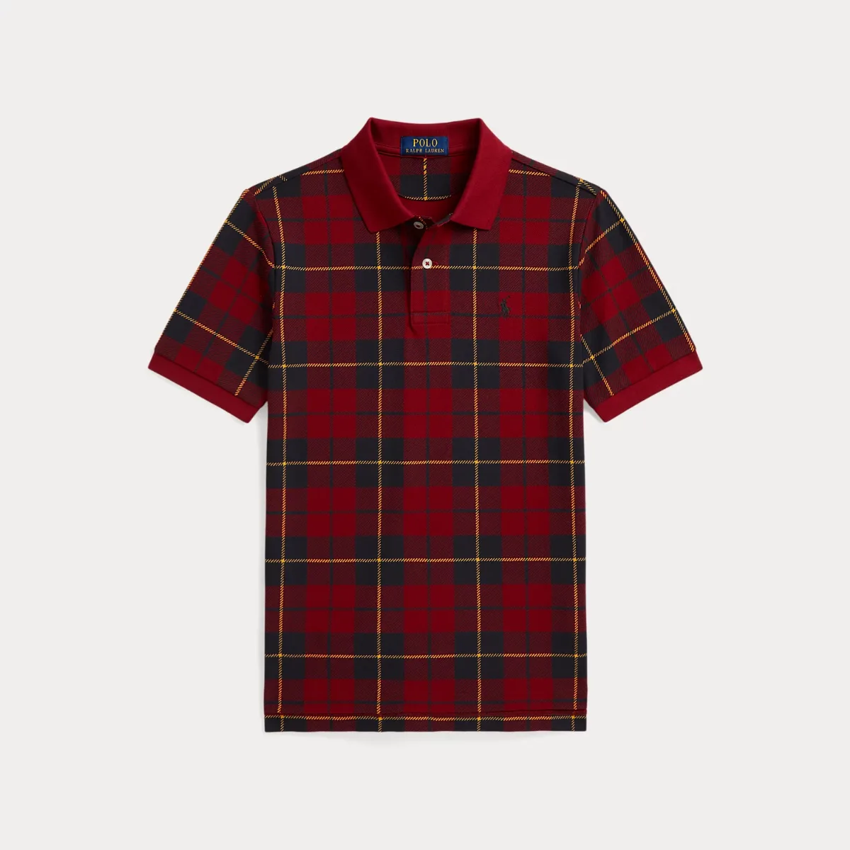 Plaid Cotton Mesh Polo Shirt by Ralph Lauren