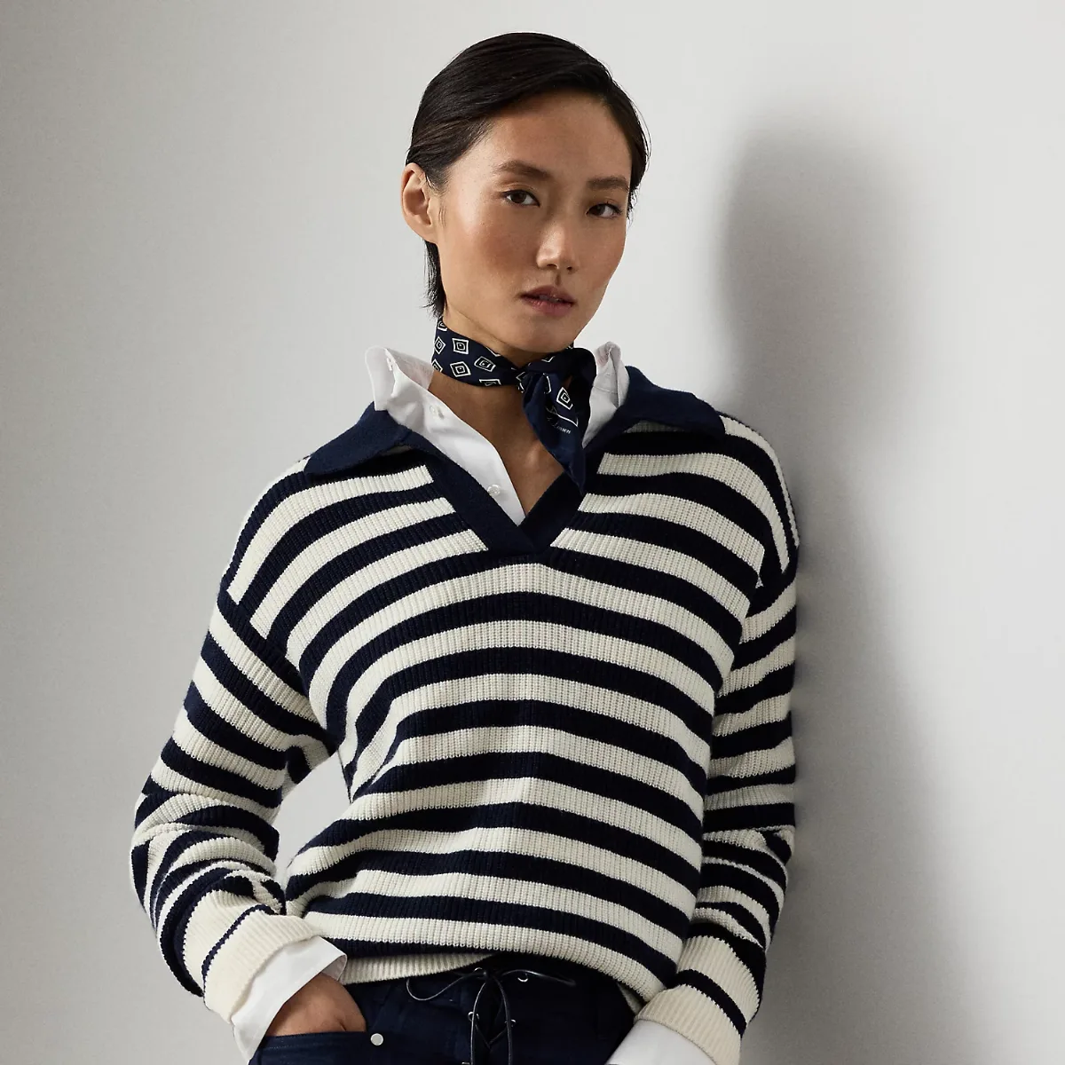 Striped Cashmere Polo Jumper by Ralph Lauren Collection