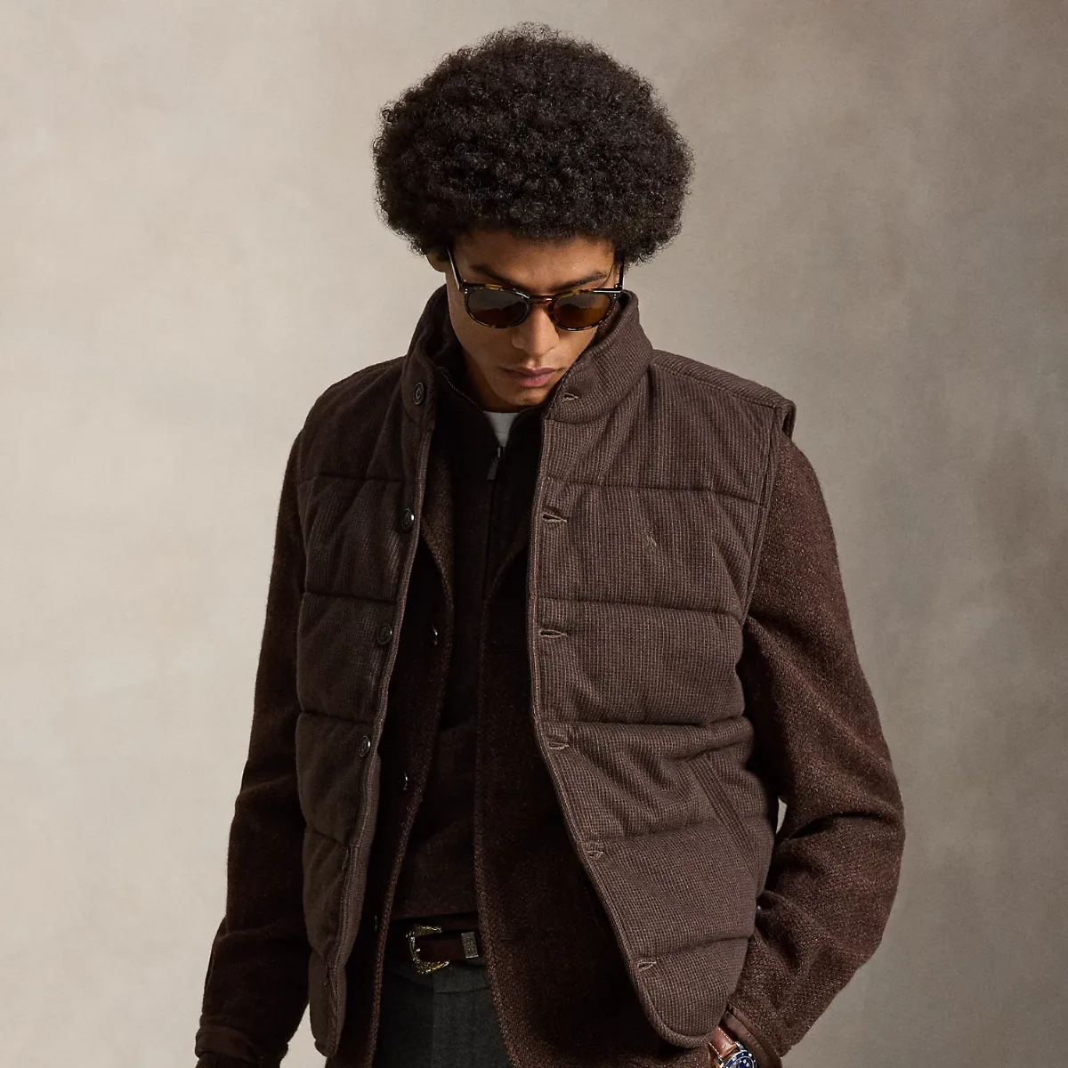 Quilted Double-Knit Jacquard Gilet
