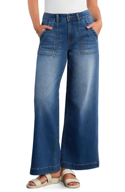 Jackie Side Slit High Waist Wide Leg Jeans by HINT OF BLU