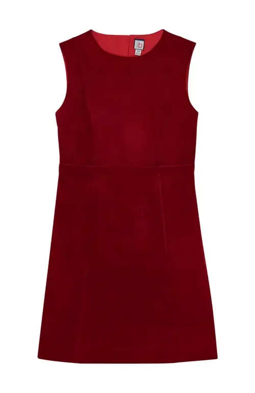 Victoria a Line Shift Dress in Red Velvet by Busy Bees
