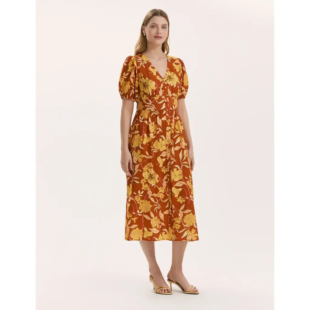 QAddison Floral Linen Blend Midi Dress by Finery London