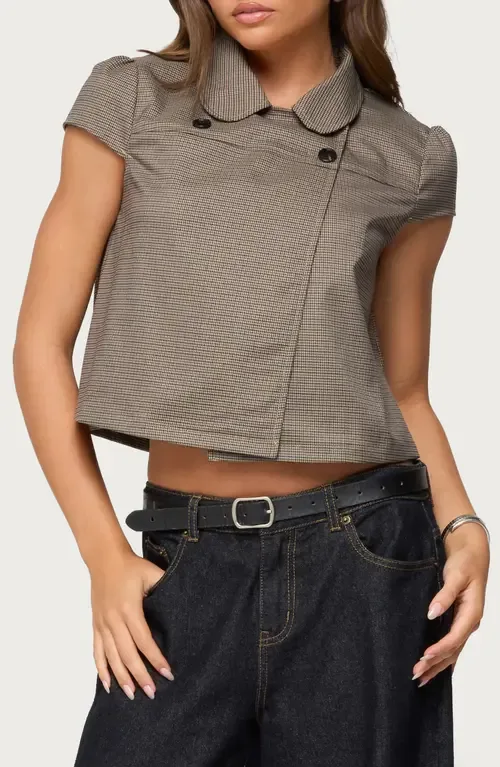 Haislee Houndstooth Crop by EDIKTED