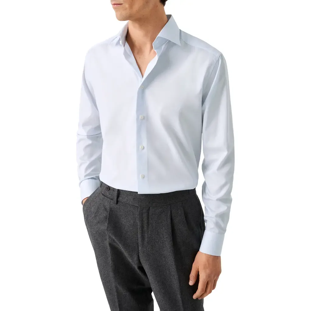 Contemporary Fit Pinstripe Cotton Twill Dress Shirt by Eton