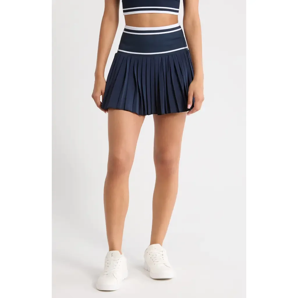 Mixed Media Pleated Sport Skirt