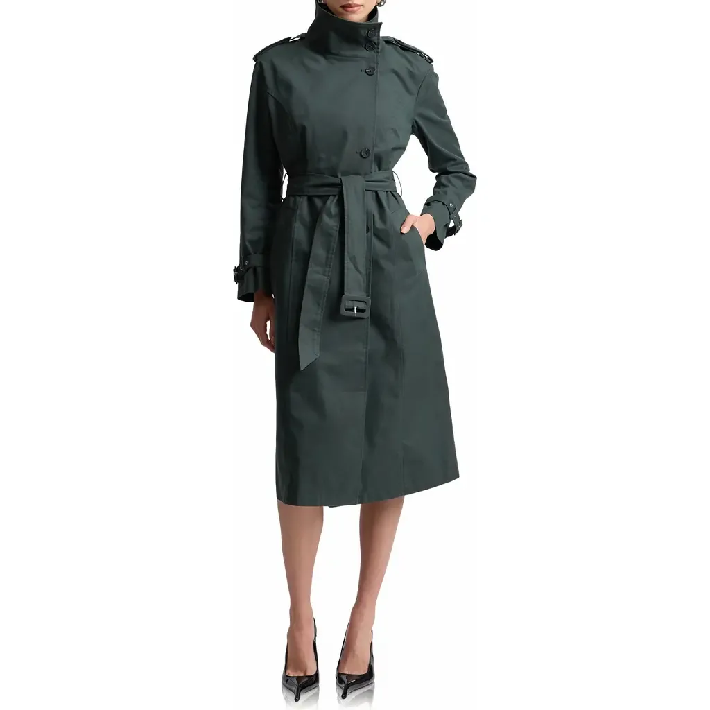 Belted Cotton Blend Trench Coat