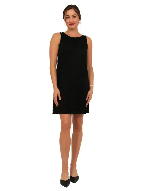 Elevate Lace Sleeveless Boat Neck Mini Shift Dress by 24seven Comfort Apparel