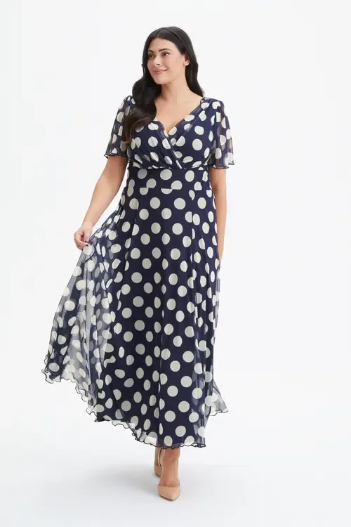 Isabelle Spot Angel Sleeve Maxi Dress by Scarlett & Jo