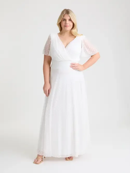 Isabelle Spot Angel Sleeve Maxi Dress