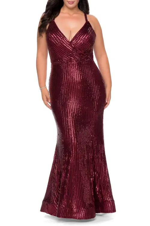 Sequin Dress with Criss Cross Back by La Femme