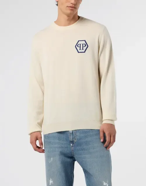 Cashmere Roundneck Pullover Jacquard Hexagon