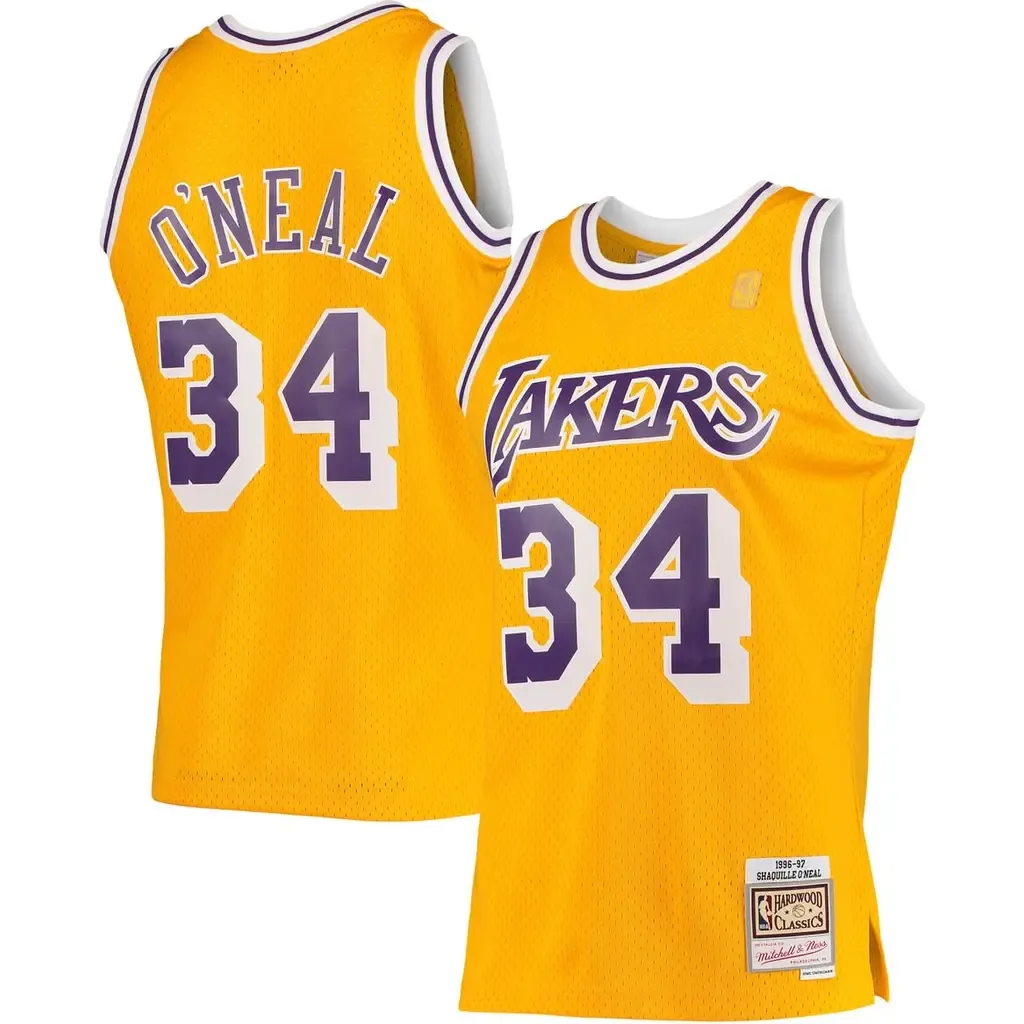 Mitchell & Ness Shaquille O'Neal Los Angeles Lakers 1996/97 Hardwood Classics Swingman Jersey by Mitchell & Ness