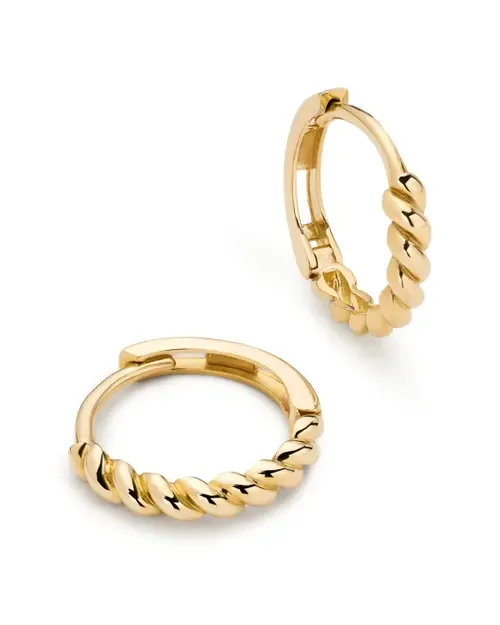 Solid Yellow Gold Twist Hoops Small by Ana Luisa