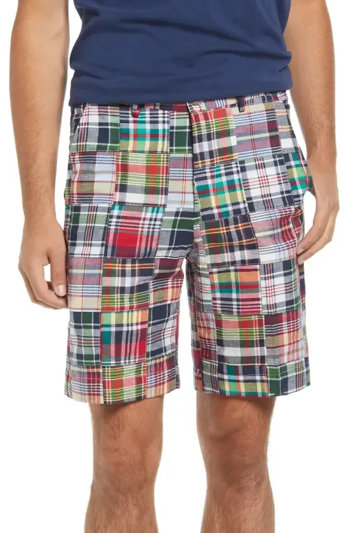 Patchwork Madras Flat Front Shorts by Berle