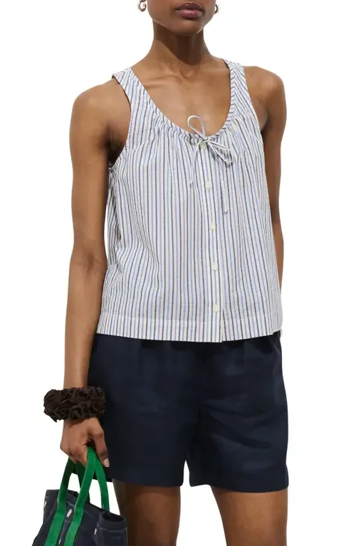 Sidney Stripe Sleeveless Linen Button-Up Top by Alex Mill