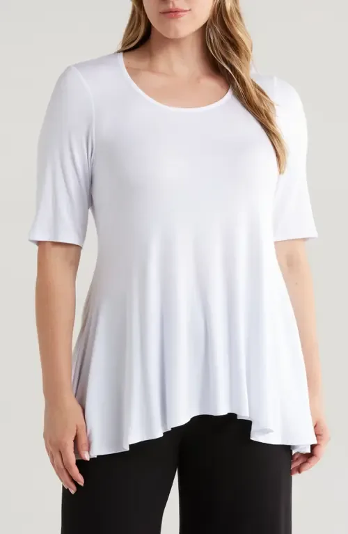 Swing Asymmetric Hem Tunic Top by 24seven Comfort Apparel