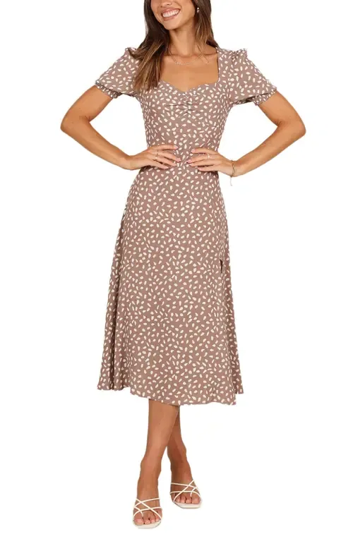 Franklin Print Puff Sleeve Midi Dress