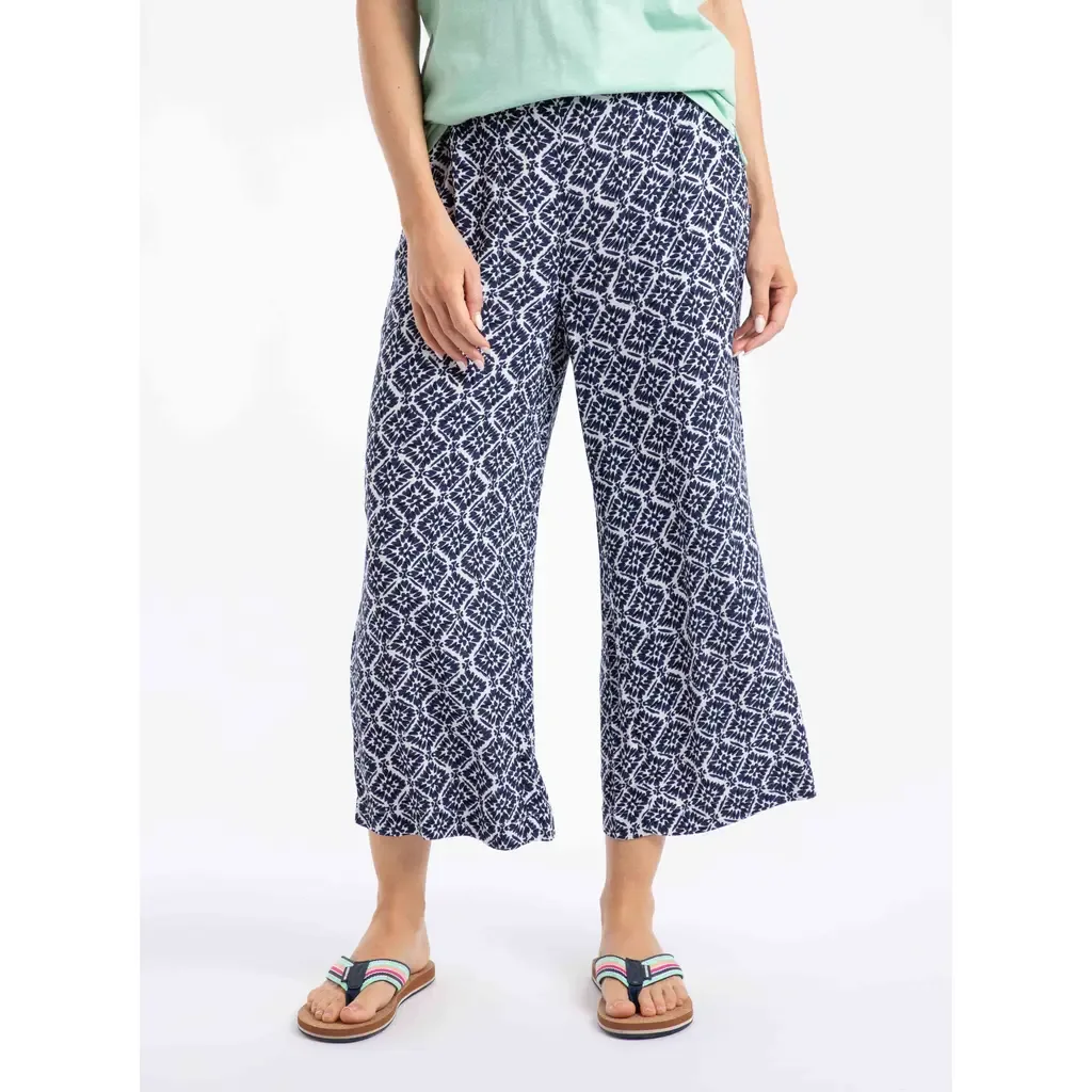 Sarita Printed Wide Leg Cropped Trousers
