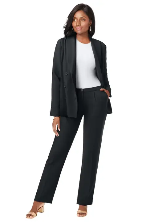 Double Breasted Stretch Crepe Pantsuit by Jessica London