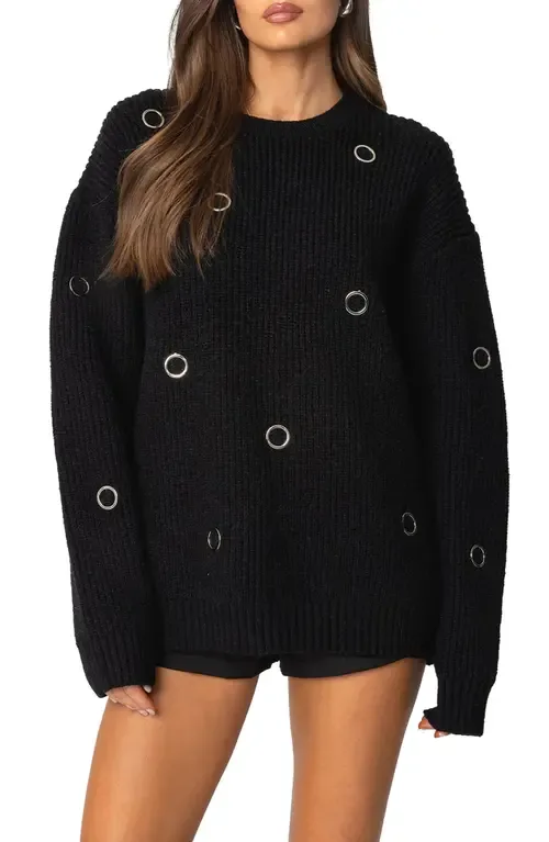 Ellia Grommet Oversize Sweater by EDIKTED