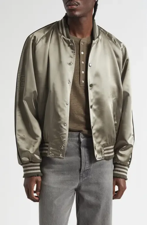 Journey Distressed Satin Bomber Jacket by Golden Goose