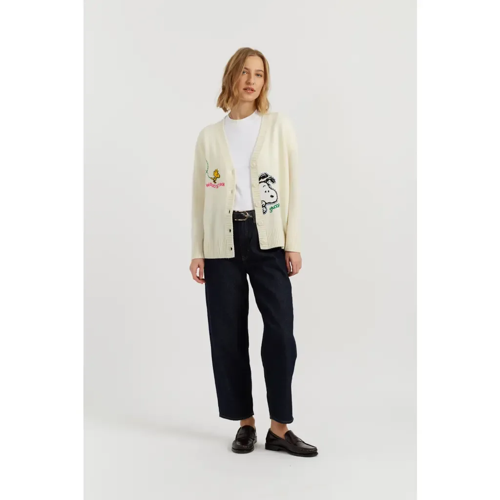 Wool-Cashmere Snoopy Embroidered Cardigan by Chinti & Parker