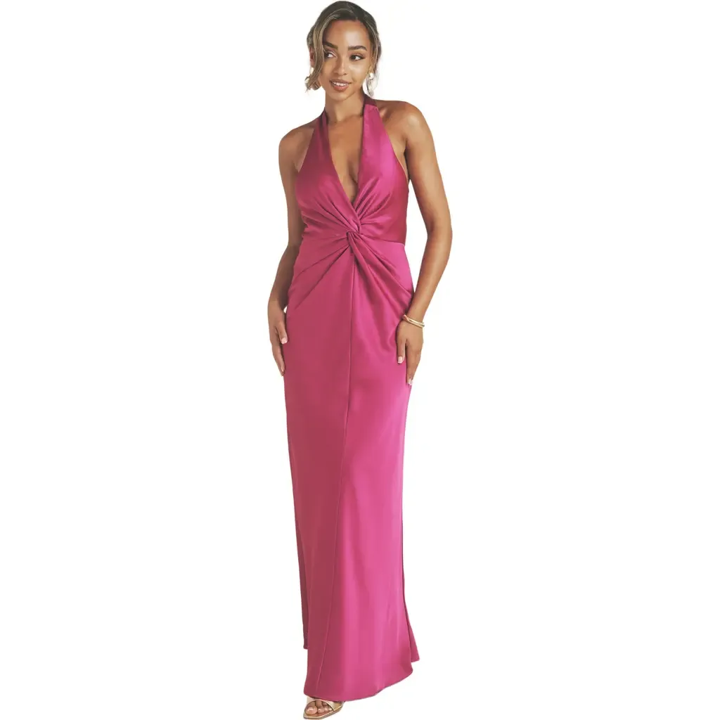 Isabel Plunge Knot Detail Dress by Six Stories