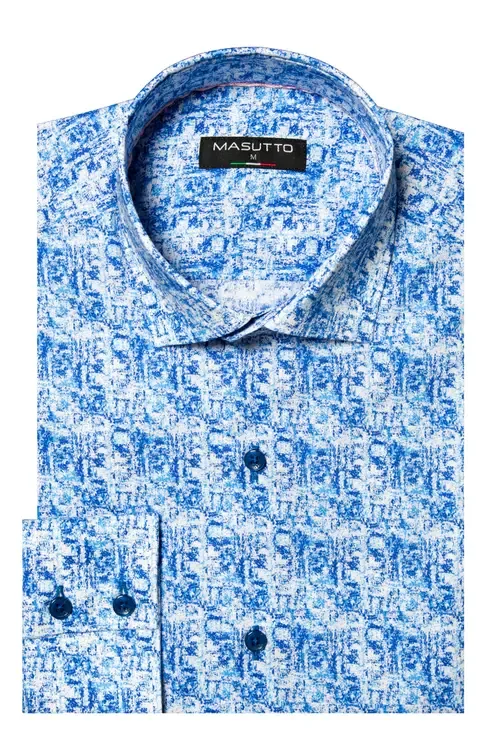 Dublin Print Button-Up Long Sleeve Shirt by MASUTTO