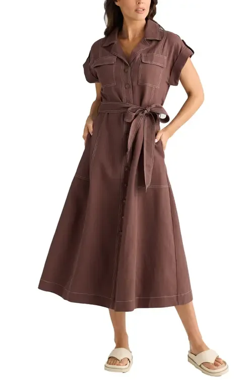 Portia Cotton Blend Maxi Shirtdress by Brave+True