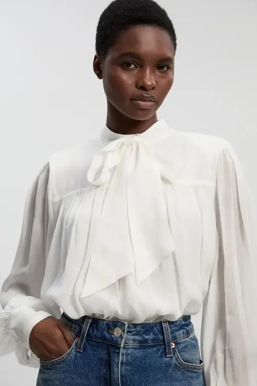 Tie-Neck Pussybow Blouse by Karen Millen