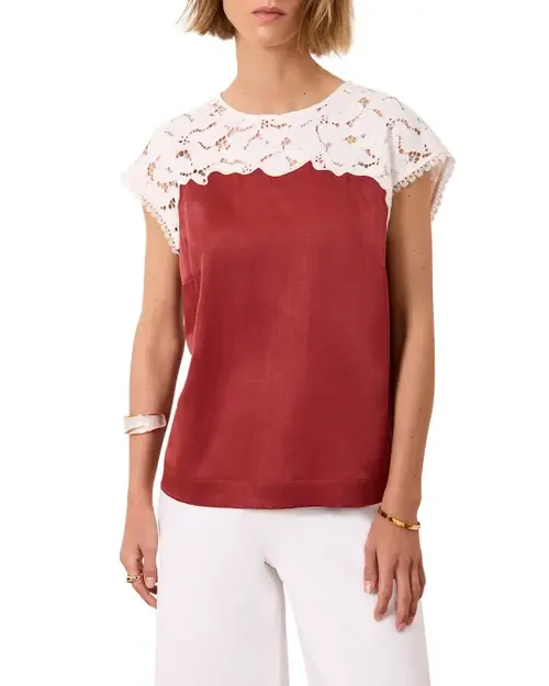 Satin Lace Top by MINT VELVET