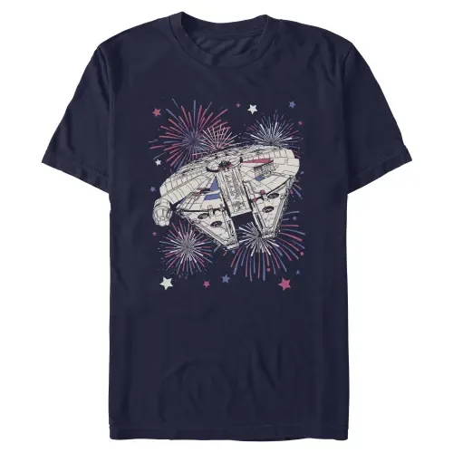 Festive Fireworks Falcon Short Sleeve Graphic T-Shirt by Star Wars