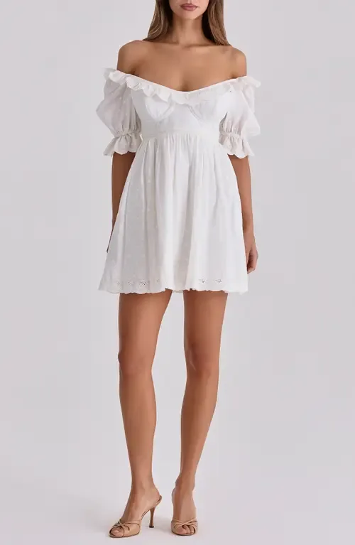 Maisie Broderie Anglaise Cotton Babydoll Minidress by HOUSE OF CB