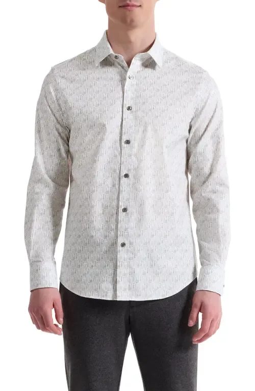Julian Shaped Fit Musical Instrument Print Button-Up Shirt by Bugatchi