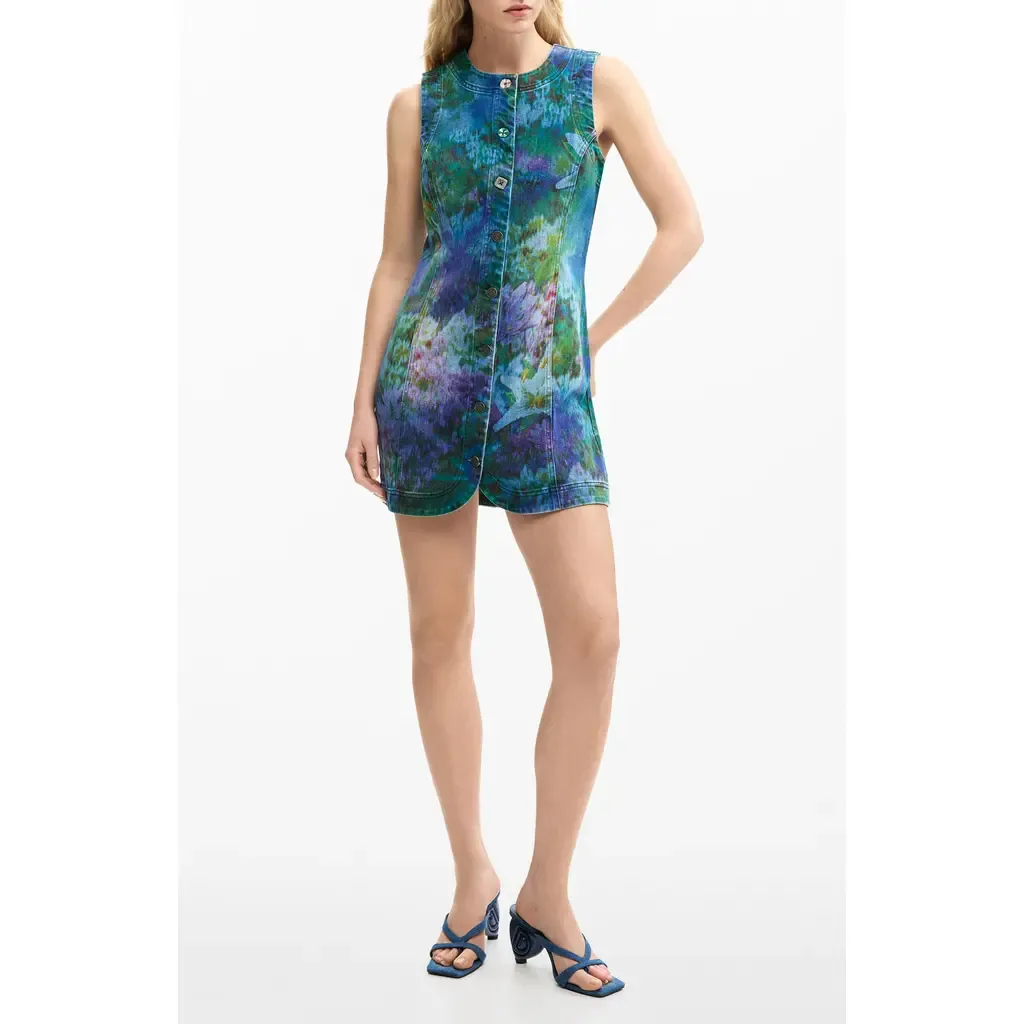 Floral Print Denim Minidress by Desigual