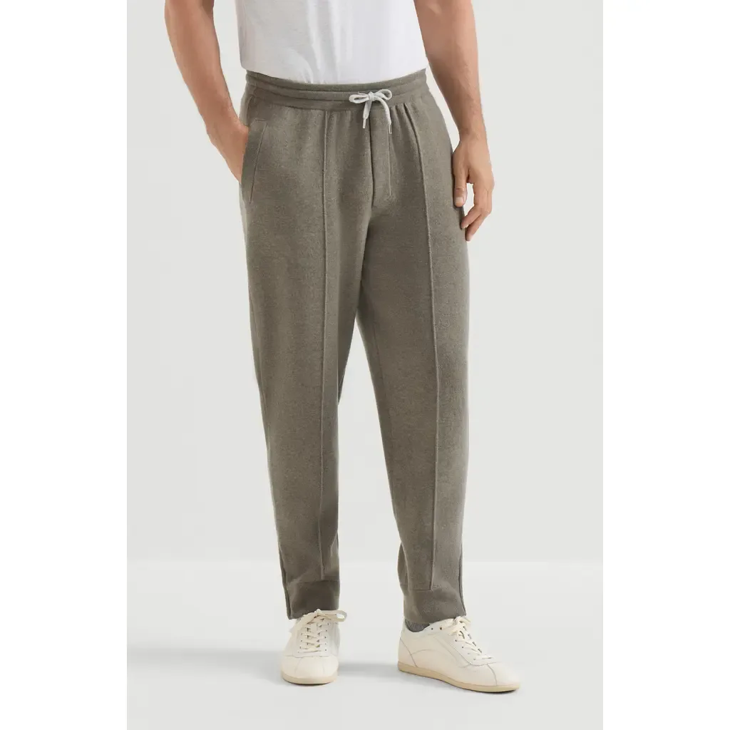Cashmere Double Knit Trousers with Crête Detail and Elasticated Zipper Cuffs