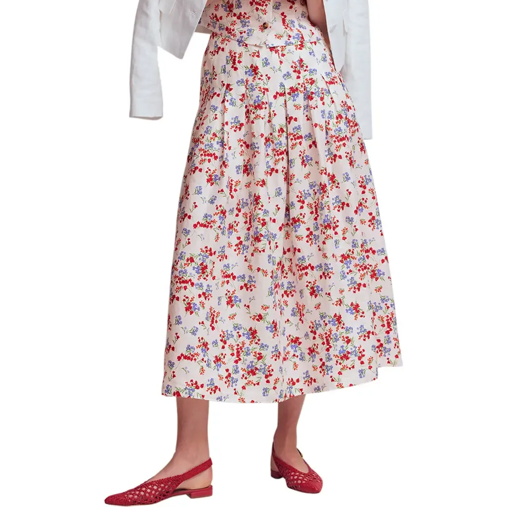 Valentina Linen Midi Skirt by Boden