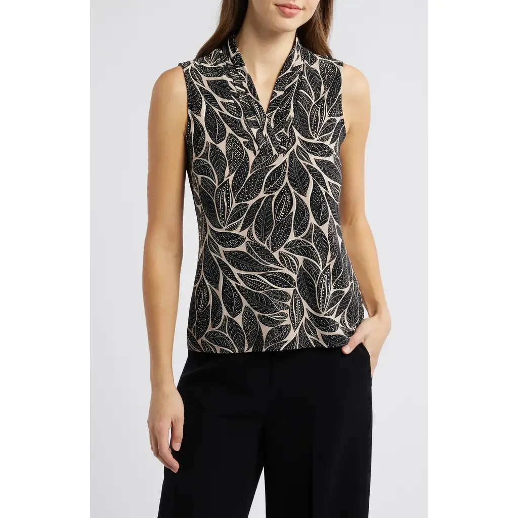 Leaf Print Sleeveless Top by Anne Klein